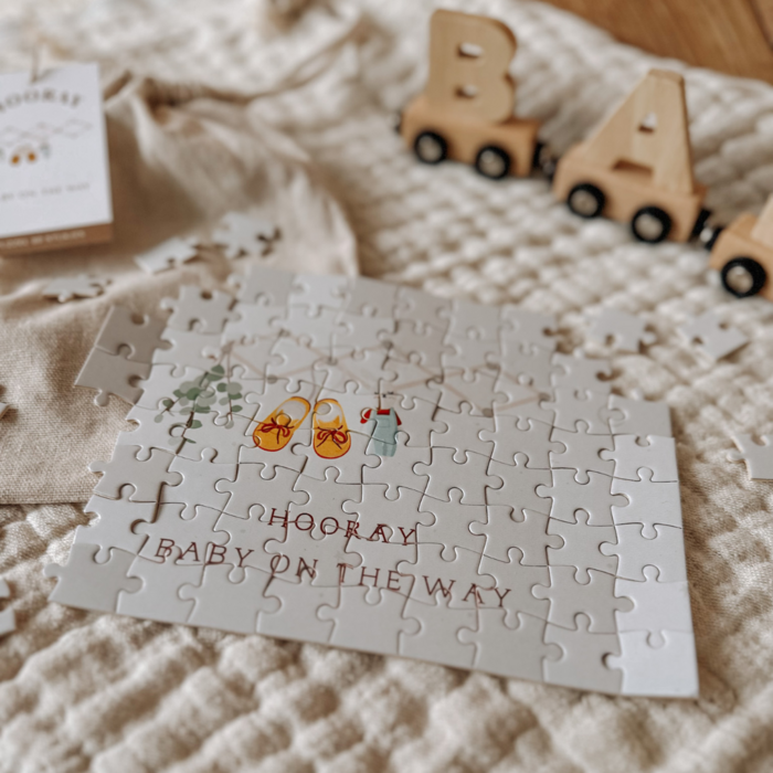 Zwangerschaps aankondiging puzzel | Hooray baby on the way