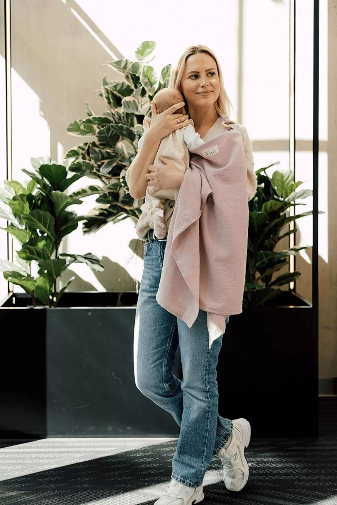 Borstvoedingsdoek met opbergzakje-  blush
