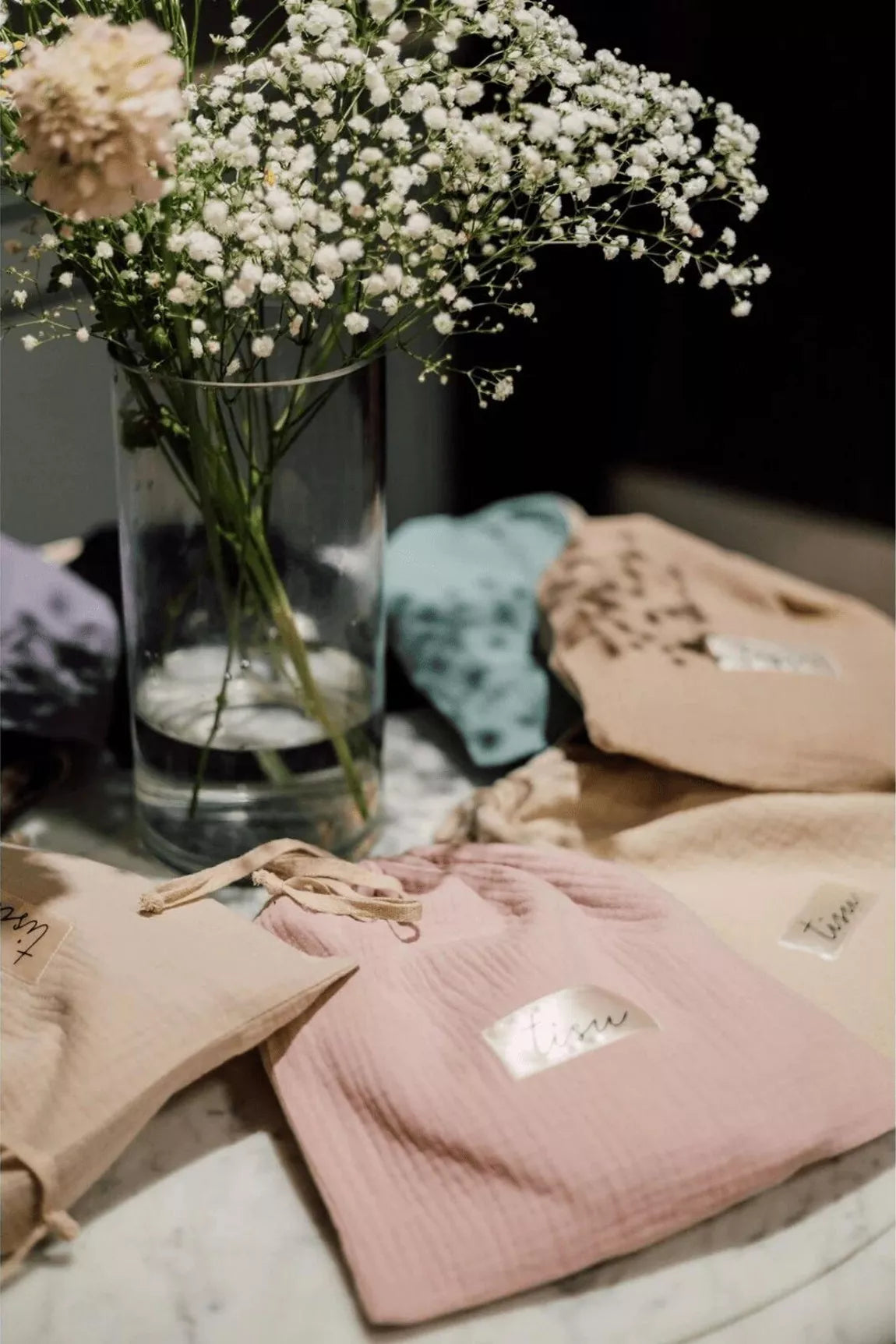 Borstvoedingsdoek met opbergzakje-  blush