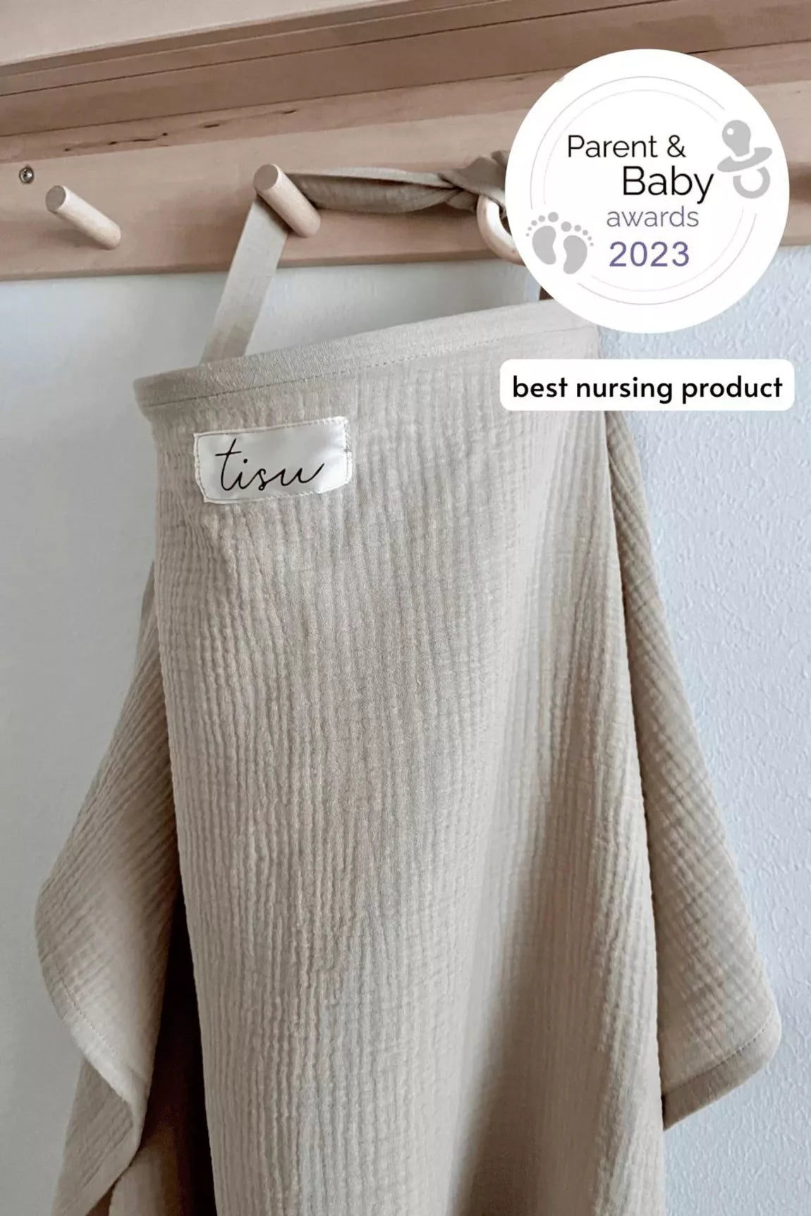 Borstvoedingsdoek met opbergzakje - oat beige